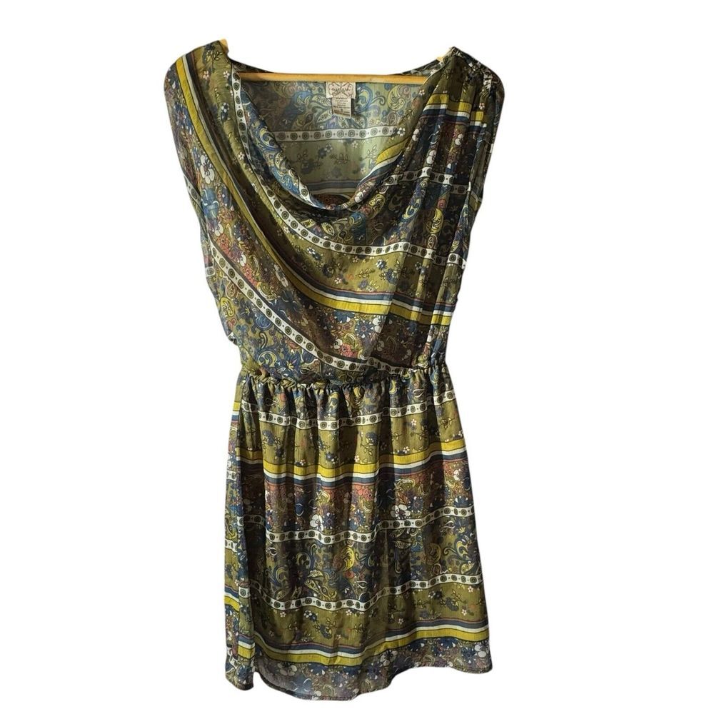 Eyelash Dress Couture‎ Sheer Lined Brown Floral Small Boho 90's